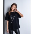 Black Oversized T-Shirt Mujer Bonita